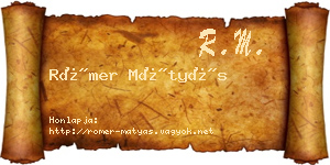 Römer Mátyás névjegykártya
